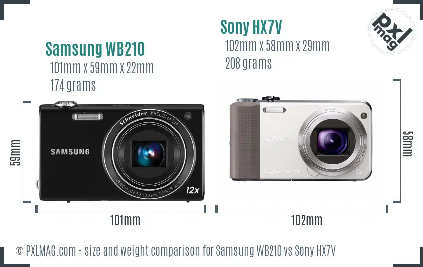 Samsung WB210 vs Sony HX7V size comparison Samsung WB210 vs Sony HX7V size comparison