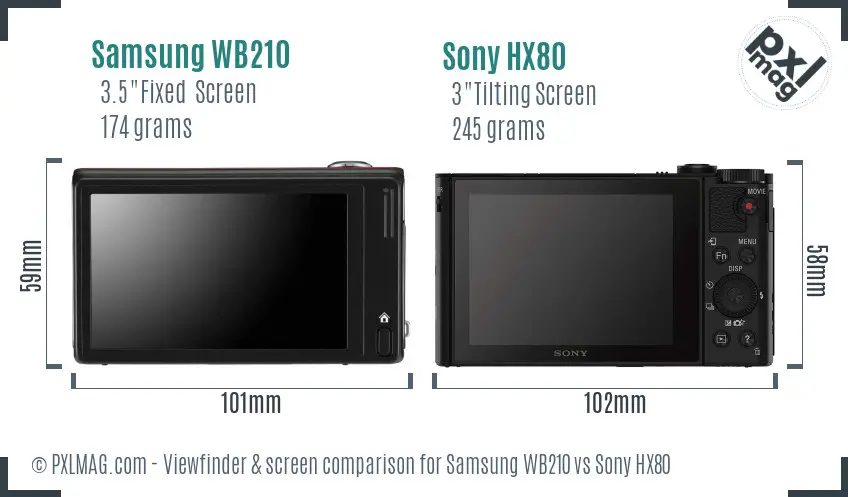 Samsung WB210 vs Sony HX80 Screen and Viewfinder comparison