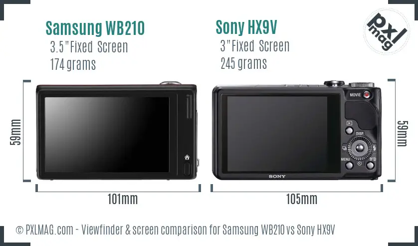 Samsung WB210 vs Sony HX9V Screen and Viewfinder comparison Samsung WB210 vs Sony HX9V Screen and Viewfinder comparison