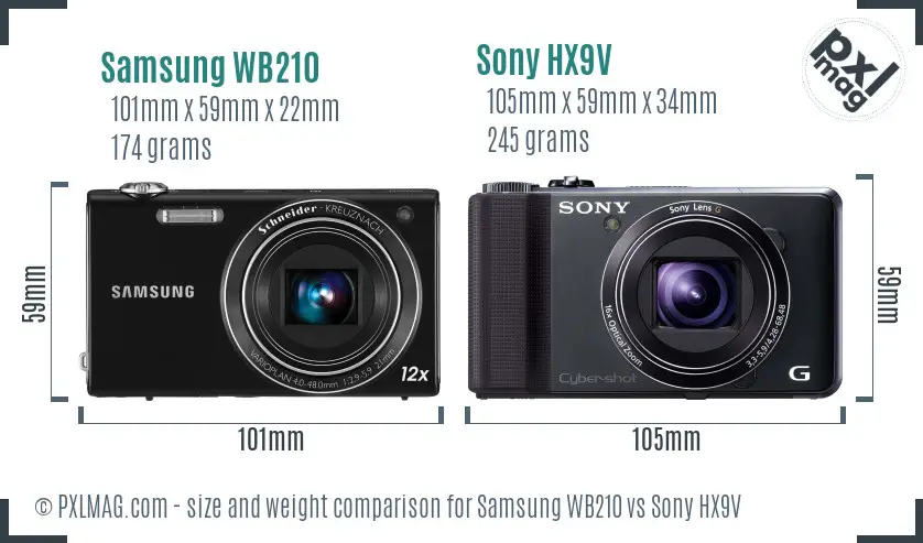 Samsung WB210 vs Sony HX9V size comparison Samsung WB210 vs Sony HX9V size comparison