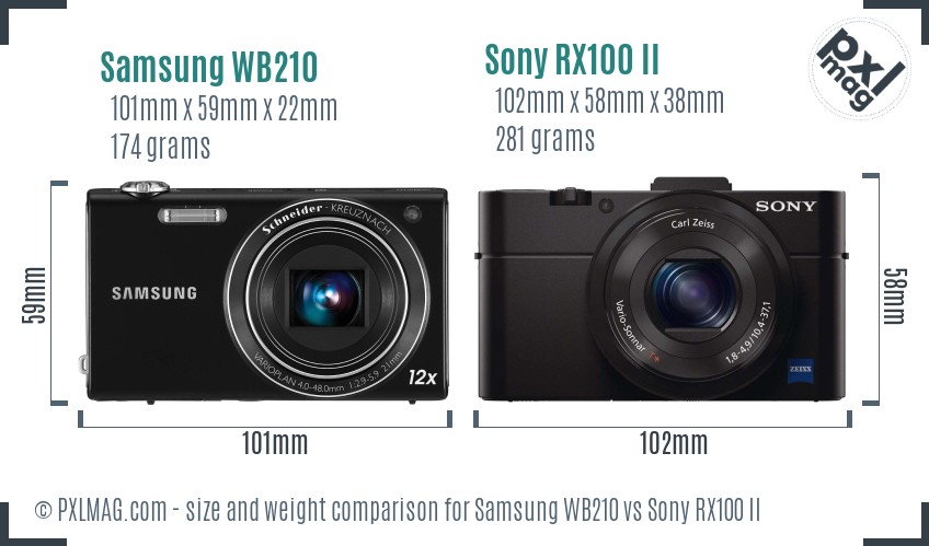 Samsung WB210 vs Sony RX100 II size comparison Samsung WB210 vs Sony RX100 II size comparison