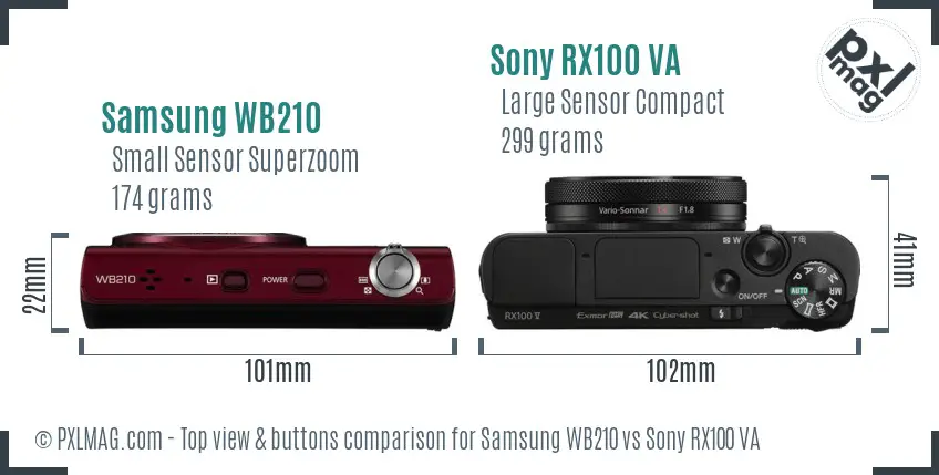 Samsung WB210 vs Sony RX100 VA top view buttons comparison