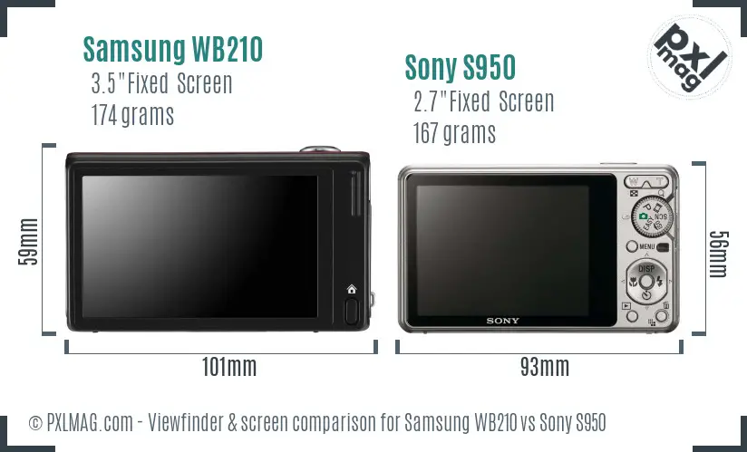 Samsung WB210 vs Sony S950 Screen and Viewfinder comparison