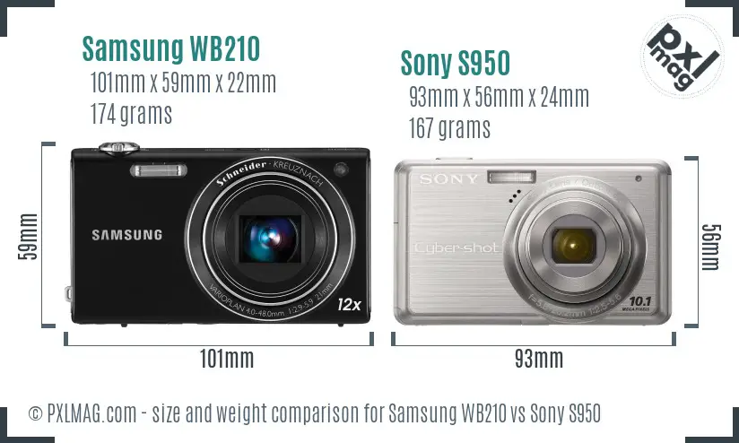 Samsung WB210 vs Sony S950 size comparison