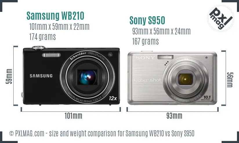 Samsung WB210 vs Sony S950 size comparison Samsung WB210 vs Sony S950 size comparison