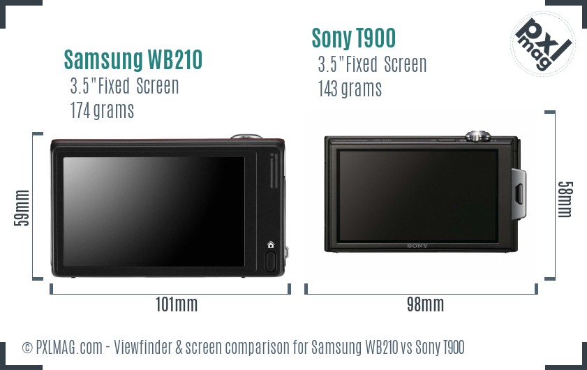 Samsung WB210 vs Sony T900 Screen and Viewfinder comparison