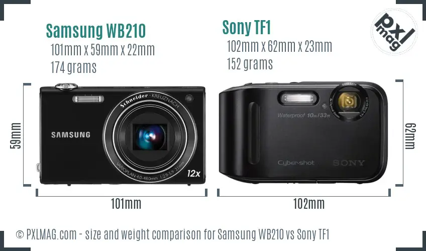 Samsung WB210 vs Sony TF1 size comparison Samsung WB210 vs Sony TF1 size comparison
