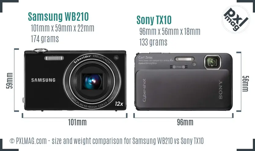 Samsung WB210 vs Sony TX10 size comparison Samsung WB210 vs Sony TX10 size comparison