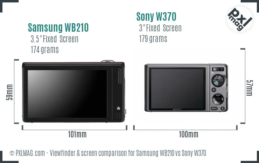 Samsung WB210 vs Sony W370 Screen and Viewfinder comparison