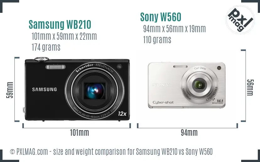 Samsung WB210 vs Sony W560 size comparison Samsung WB210 vs Sony W560 size comparison
