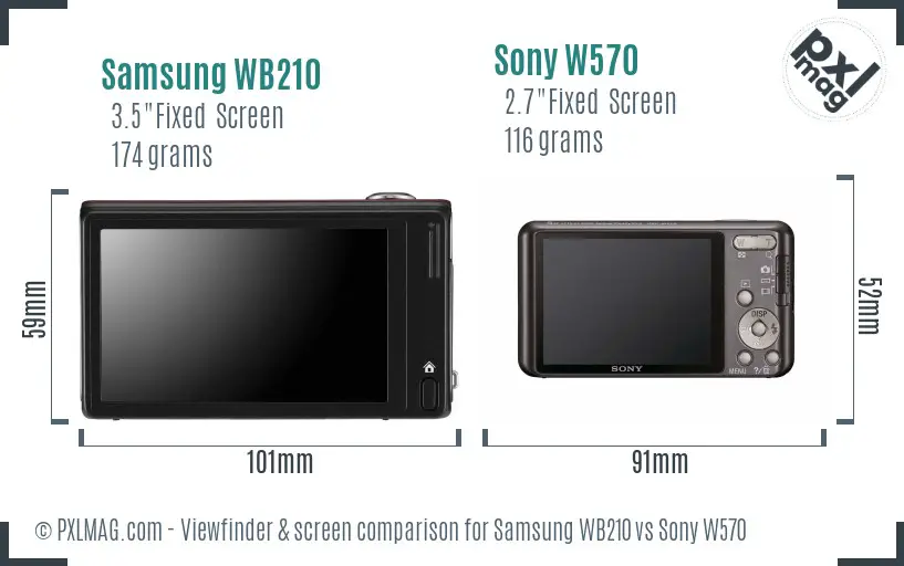 Samsung WB210 vs Sony W570 Screen and Viewfinder comparison Samsung WB210 vs Sony W570 Screen and Viewfinder comparison
