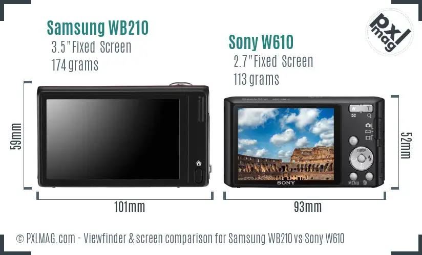 Samsung WB210 vs Sony W610 Screen and Viewfinder comparison Samsung WB210 vs Sony W610 Screen and Viewfinder comparison