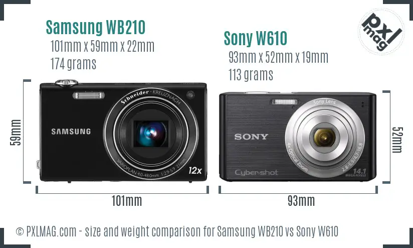 Samsung WB210 vs Sony W610 size comparison Samsung WB210 vs Sony W610 size comparison