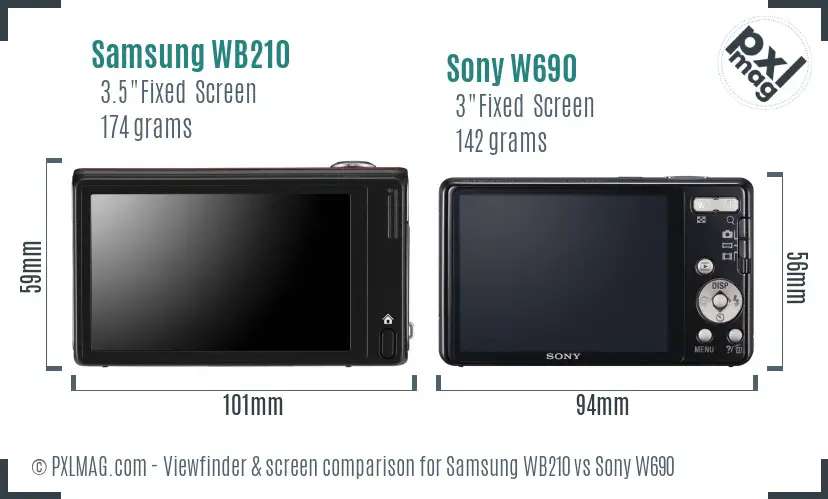 Samsung WB210 vs Sony W690 Screen and Viewfinder comparison