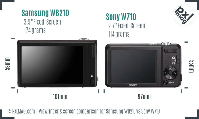 Samsung WB210 vs Sony W710 Screen and Viewfinder comparison Samsung WB210 vs Sony W710 Screen and Viewfinder comparison
