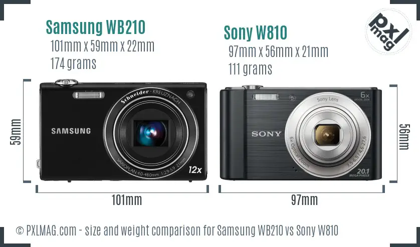 Samsung WB210 vs Sony W810 size comparison Samsung WB210 vs Sony W810 size comparison