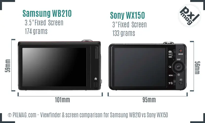 Samsung WB210 vs Sony WX150 Screen and Viewfinder comparison Samsung WB210 vs Sony WX150 Screen and Viewfinder comparison