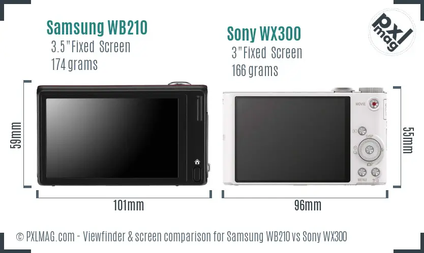 Samsung WB210 vs Sony WX300 Screen and Viewfinder comparison