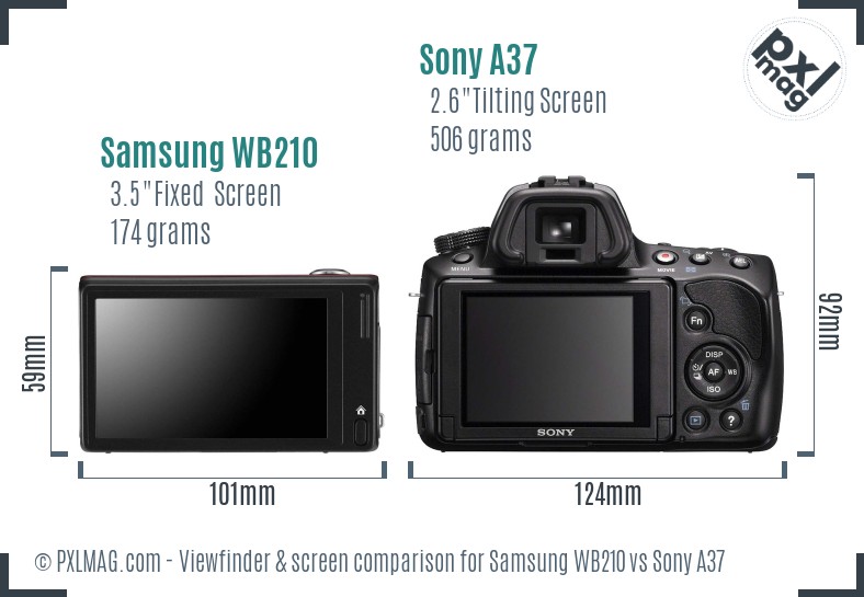 Samsung WB210 vs Sony A37 Screen and Viewfinder comparison