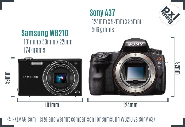 Samsung WB210 vs Sony A37 size comparison