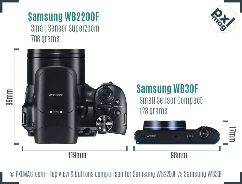 Samsung WB2200F vs Samsung WB30F top view buttons comparison