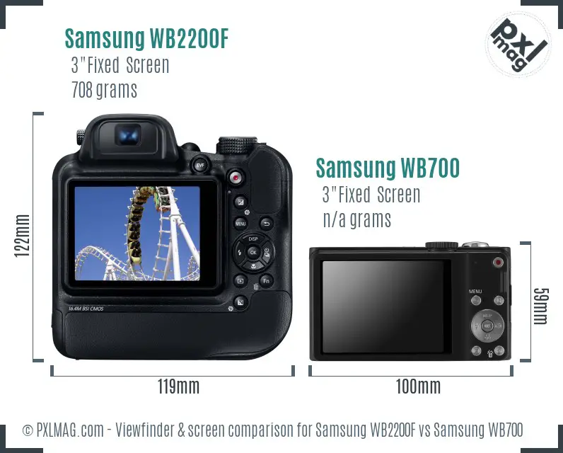 Samsung WB2200F vs Samsung WB700 Screen and Viewfinder comparison