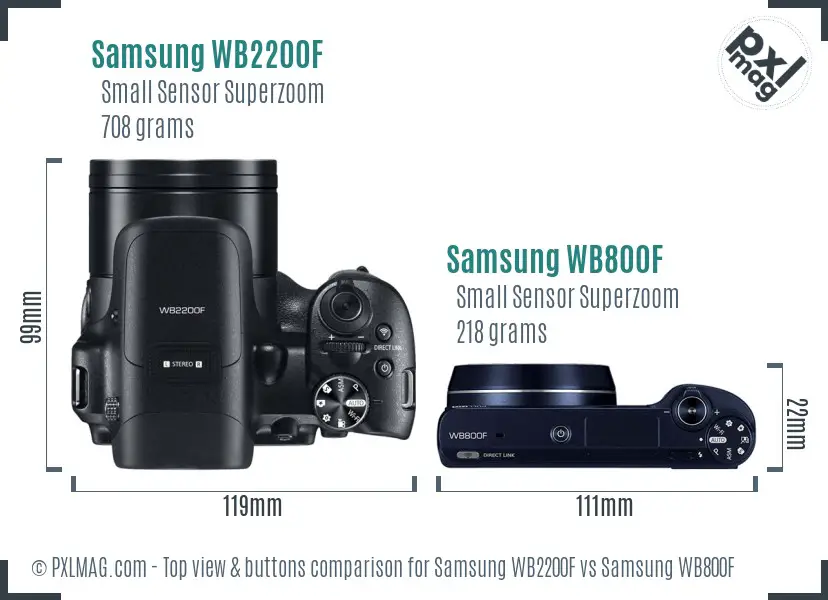 Samsung WB2200F vs Samsung WB800F top view buttons comparison