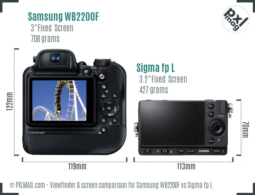 Samsung WB2200F vs Sigma fp L Screen and Viewfinder comparison