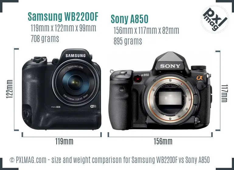 Samsung WB2200F vs Sony A850 size comparison Samsung WB2200F vs Sony A850 size comparison