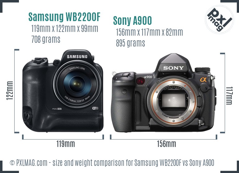 Samsung WB2200F vs Sony A900 size comparison Samsung WB2200F vs Sony A900 size comparison