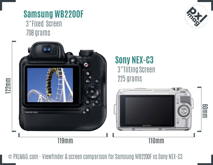 Samsung WB2200F vs Sony NEX-C3 Screen and Viewfinder comparison Samsung WB2200F vs Sony NEX-C3 Screen and Viewfinder comparison