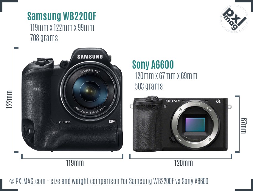 Samsung WB2200F vs Sony A6600 size comparison Samsung WB2200F vs Sony A6600 size comparison