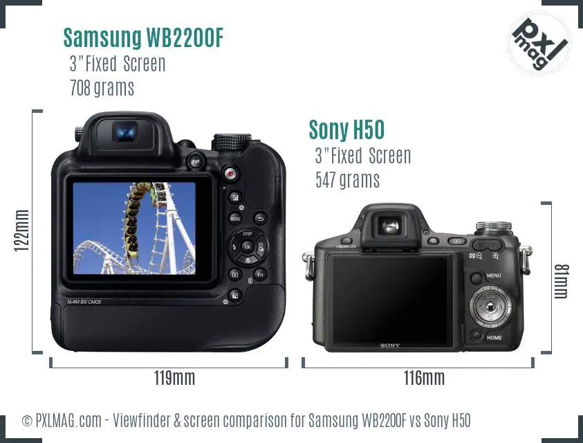 Samsung WB2200F vs Sony H50 Screen and Viewfinder comparison Samsung WB2200F vs Sony H50 Screen and Viewfinder comparison
