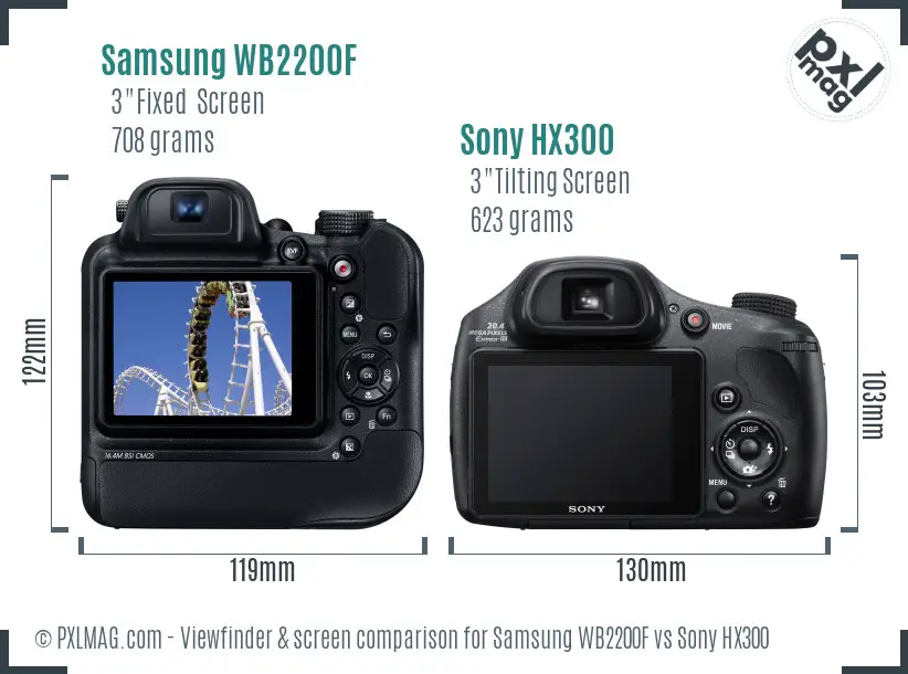 Samsung WB2200F vs Sony HX300 Screen and Viewfinder comparison