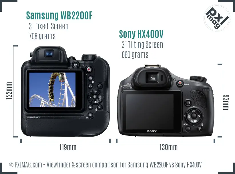 Samsung WB2200F vs Sony HX400V Screen and Viewfinder comparison