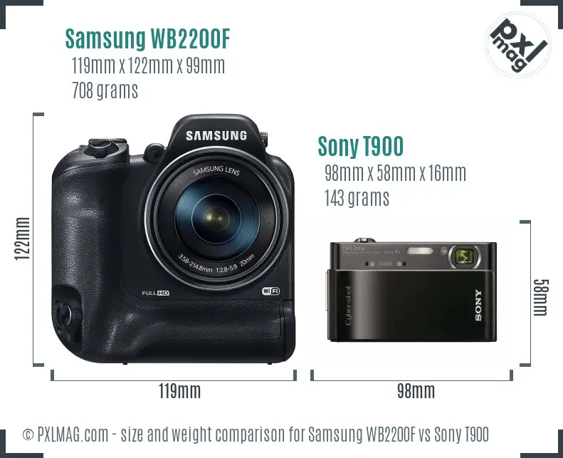 Samsung WB2200F vs Sony T900 size comparison Samsung WB2200F vs Sony T900 size comparison