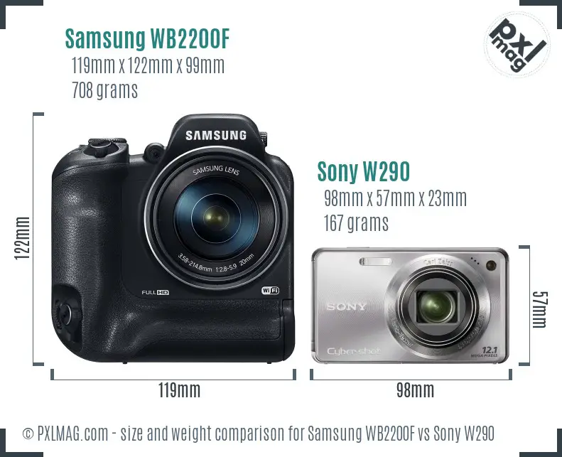 Samsung WB2200F vs Sony W290 size comparison Samsung WB2200F vs Sony W290 size comparison