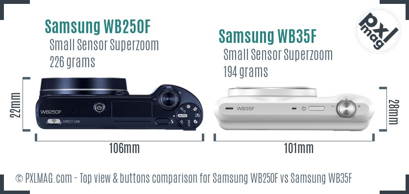 Samsung WB250F vs Samsung WB35F top view buttons comparison