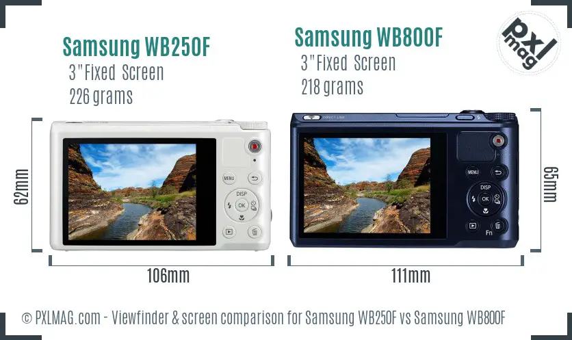 Samsung WB250F vs Samsung WB800F Screen and Viewfinder comparison