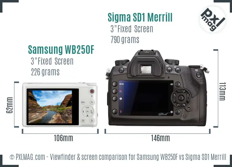Samsung WB250F vs Sigma SD1 Merrill Screen and Viewfinder comparison