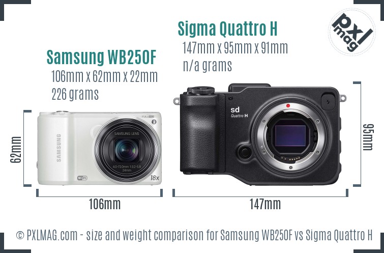 Samsung WB250F vs Sigma Quattro H size comparison