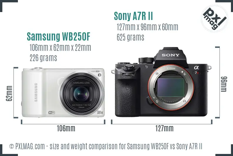 Samsung WB250F vs Sony A7R II size comparison