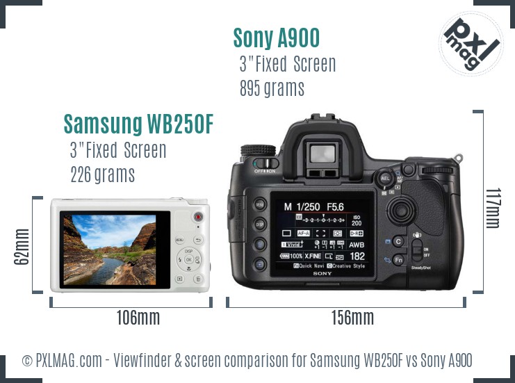 Samsung WB250F vs Sony A900 Screen and Viewfinder comparison