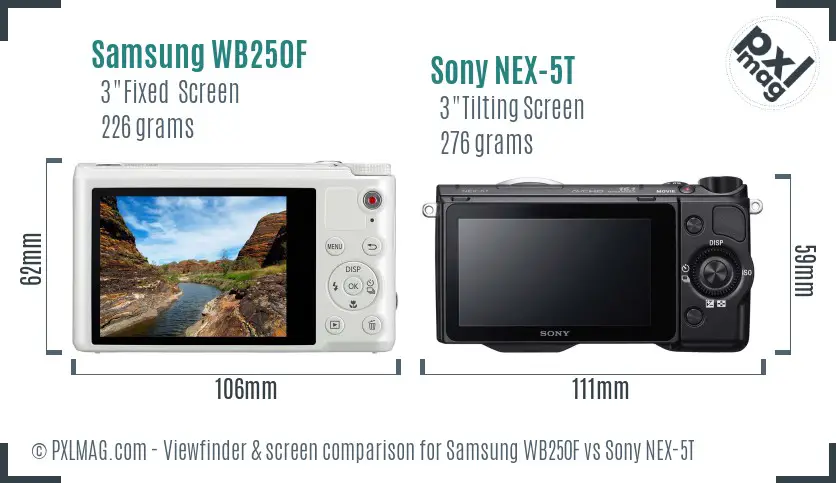 Samsung WB250F vs Sony NEX-5T Screen and Viewfinder comparison Samsung WB250F vs Sony NEX-5T Screen and Viewfinder comparison