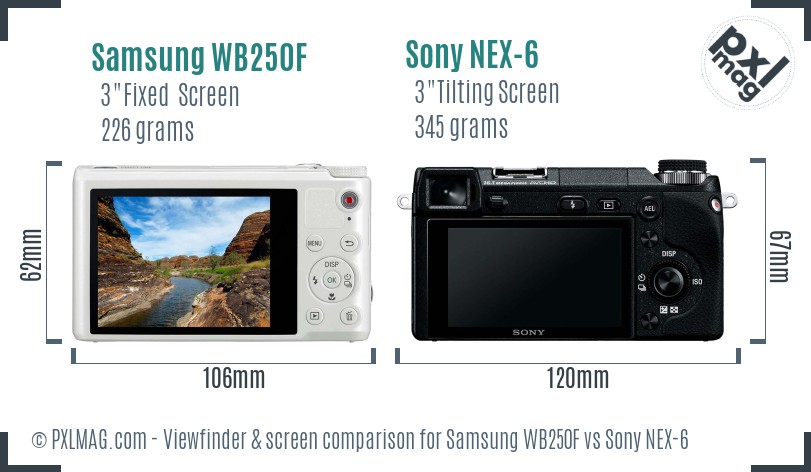Samsung WB250F vs Sony NEX-6 Screen and Viewfinder comparison