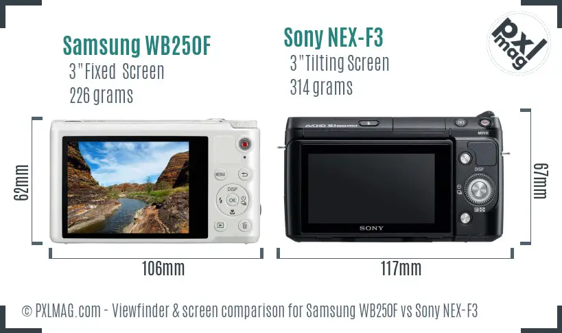 Samsung WB250F vs Sony NEX-F3 Screen and Viewfinder comparison Samsung WB250F vs Sony NEX-F3 Screen and Viewfinder comparison
