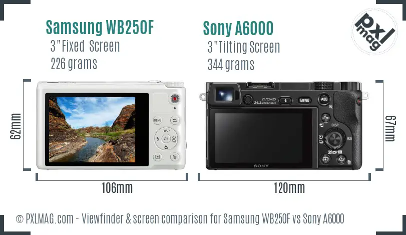 Samsung WB250F vs Sony A6000 Screen and Viewfinder comparison