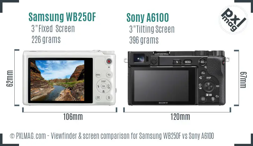 Samsung WB250F vs Sony A6100 Screen and Viewfinder comparison