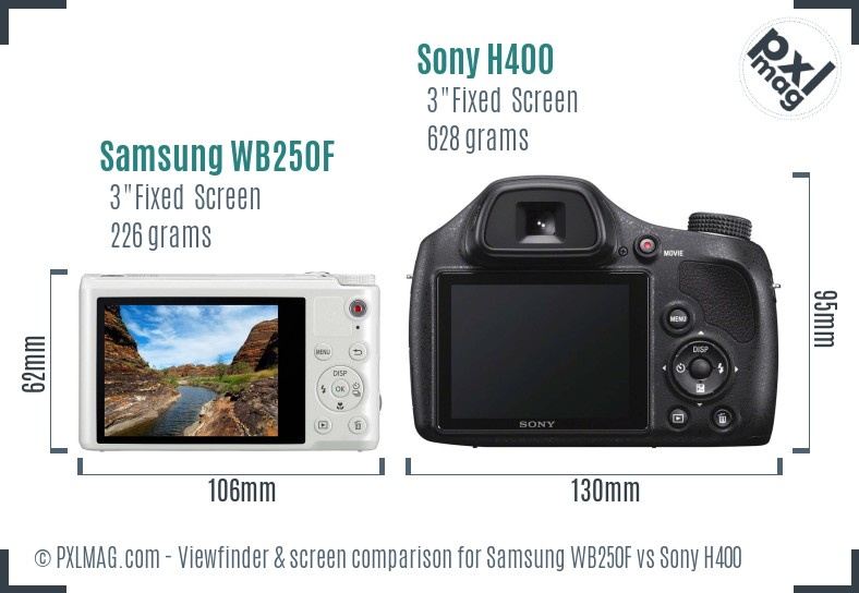 Samsung WB250F vs Sony H400 Screen and Viewfinder comparison