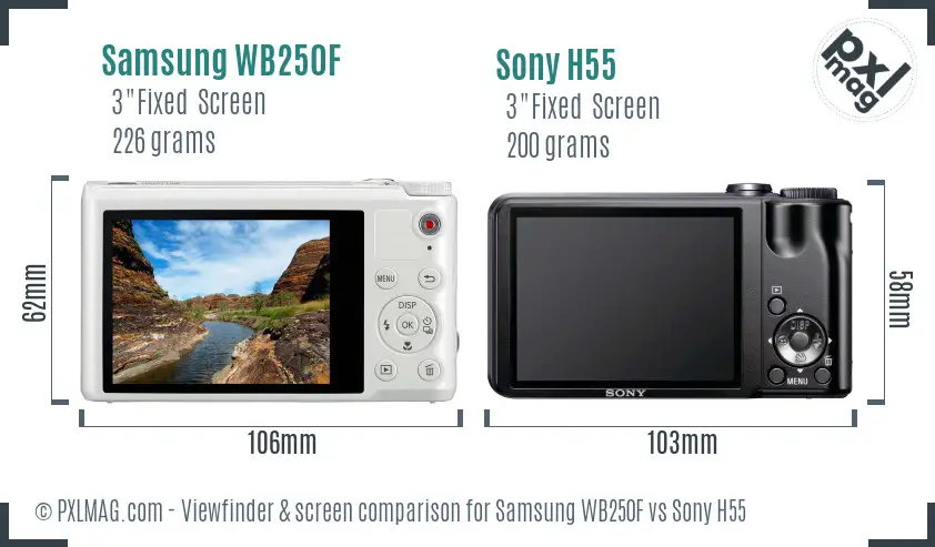 Samsung WB250F vs Sony H55 Screen and Viewfinder comparison Samsung WB250F vs Sony H55 Screen and Viewfinder comparison